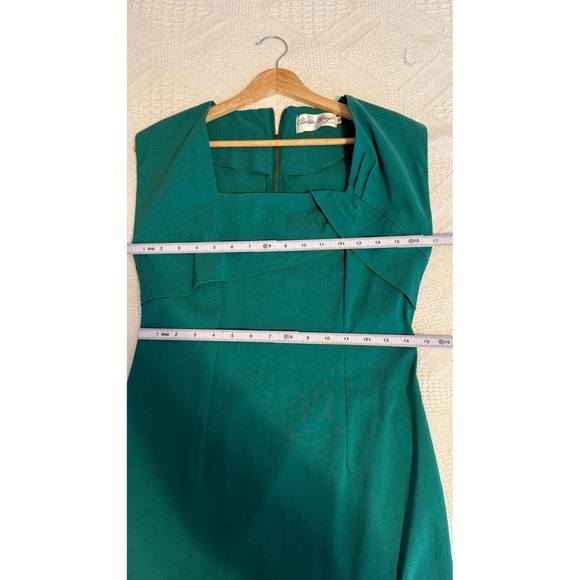 Bettie Page Las Vegas Green Wiggle Dress XL Retro Pinup Square Neck - Picture 10 of 10